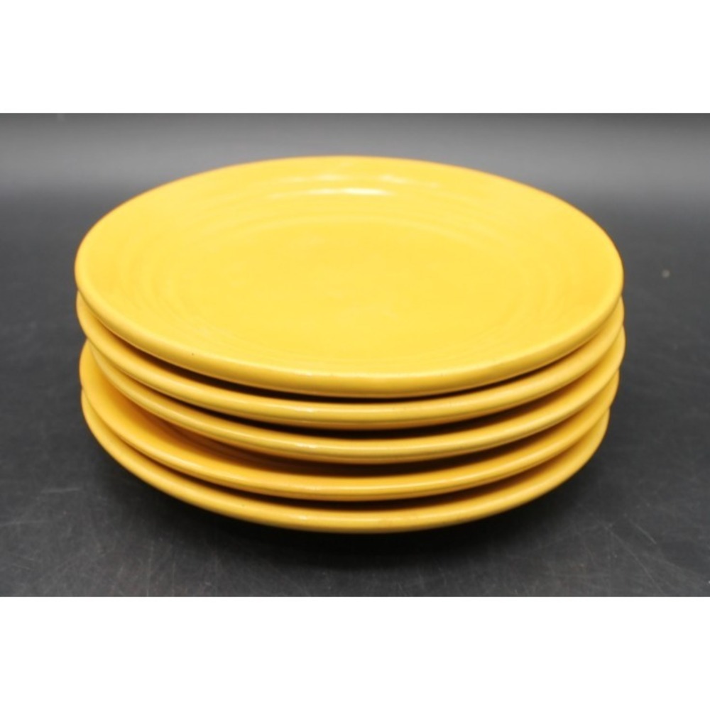 Bauer Pottery Yellow Ringware Bread Plates Set of 5 Vintage 6"